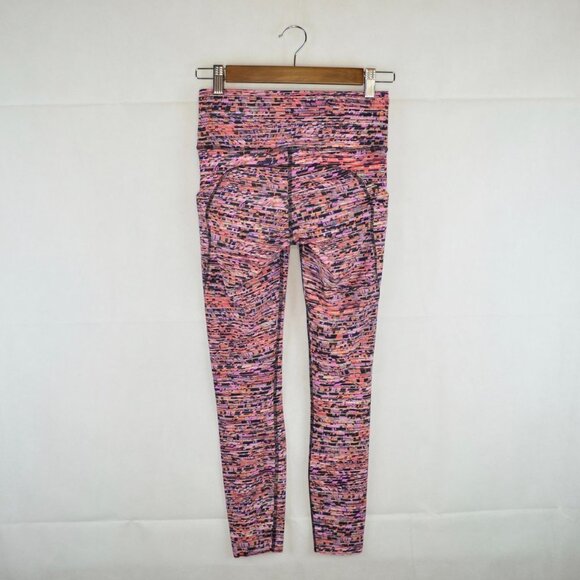 lululemon Fast & Free Tight II 25" *Nulux Size 4 in Flash Pleat Orange Multi - Picture 3 of 4